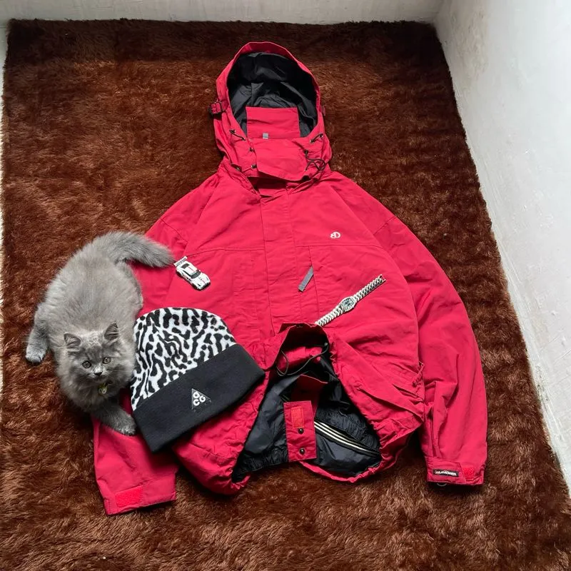 Gorpcore Grunge Puffer jacket Pria red photo 1