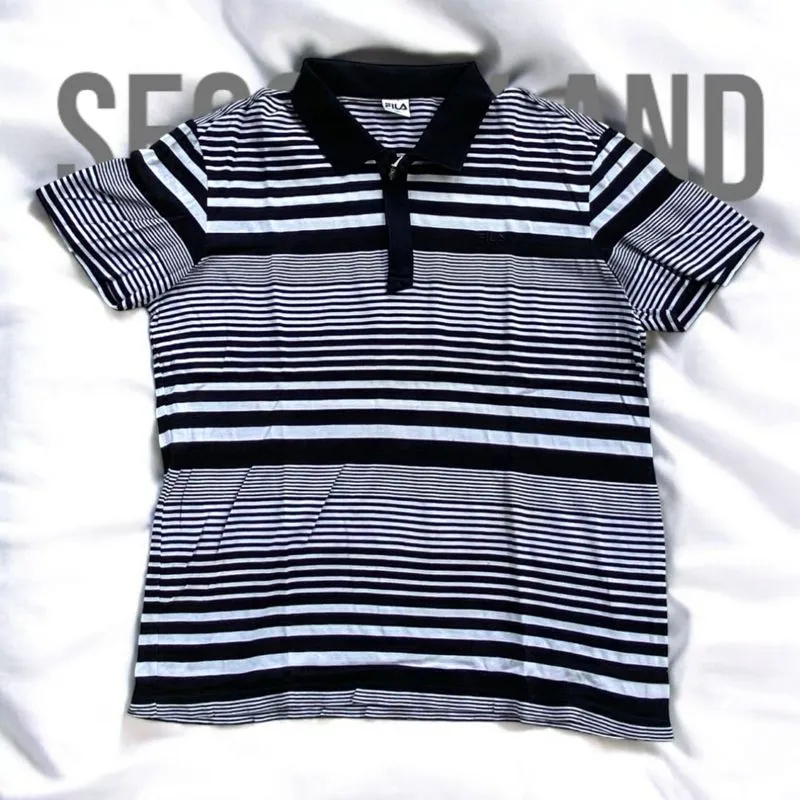 Fila Casual Polo shirt Pria white black photo 1
