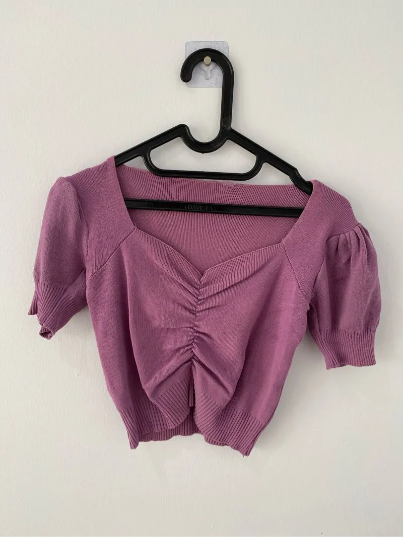 Minimalist Crop top Wanita purple photo 1