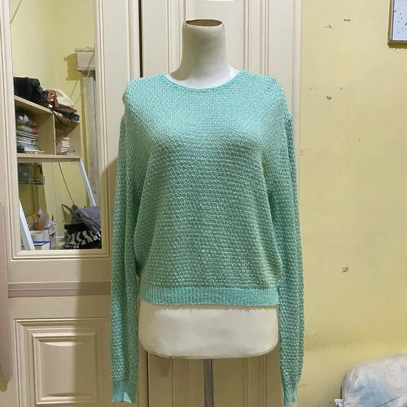 Vintage Casual Sweatshirt Wanita green photo 1