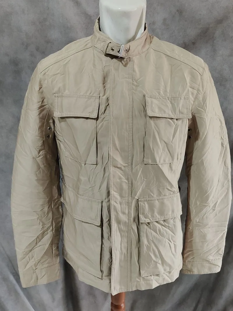 ZARA Streetwear Casual Harrington jacket Wanita brown cream photo 1