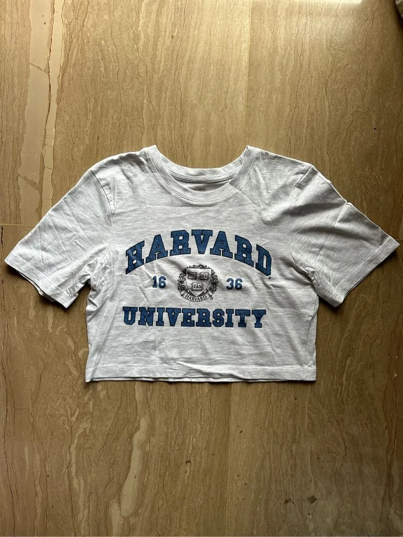 Cotton On Skater Casual Crop top Wanita navy gray photo 1