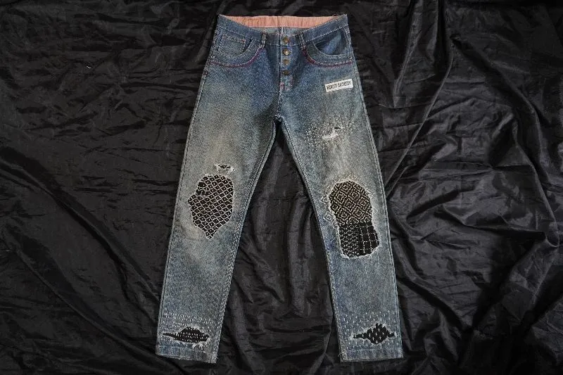 Y2K Reworked Jeans Pria black blue photo 1