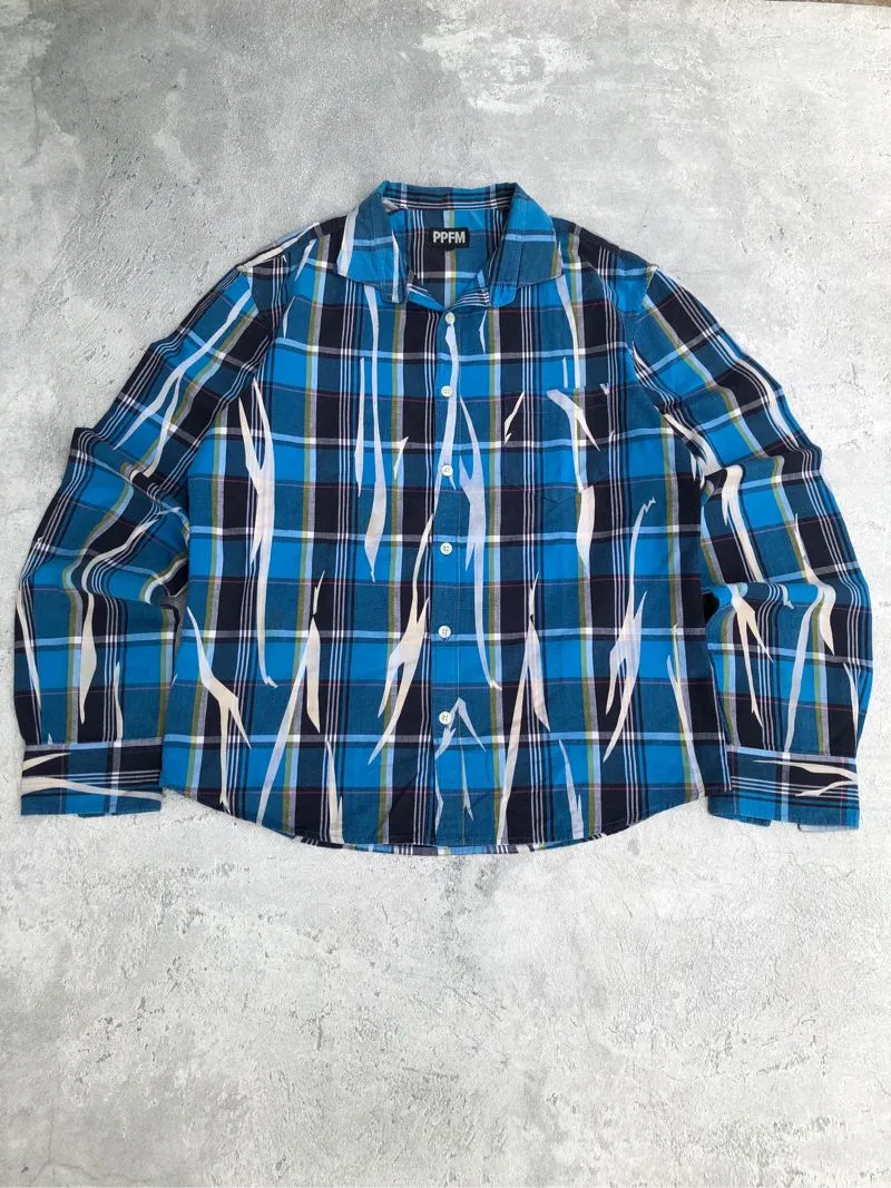 PPFM Vintage Casual Casual shirt Pria black blue photo 1