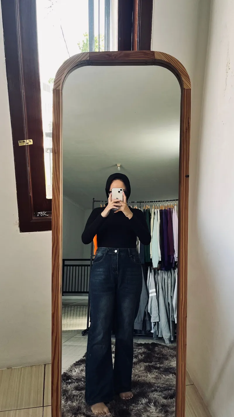 Vintage High waisted jeans Wanita black photo 1