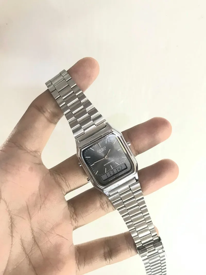 Casio Vintage Minimalist Pria silver black photo 1