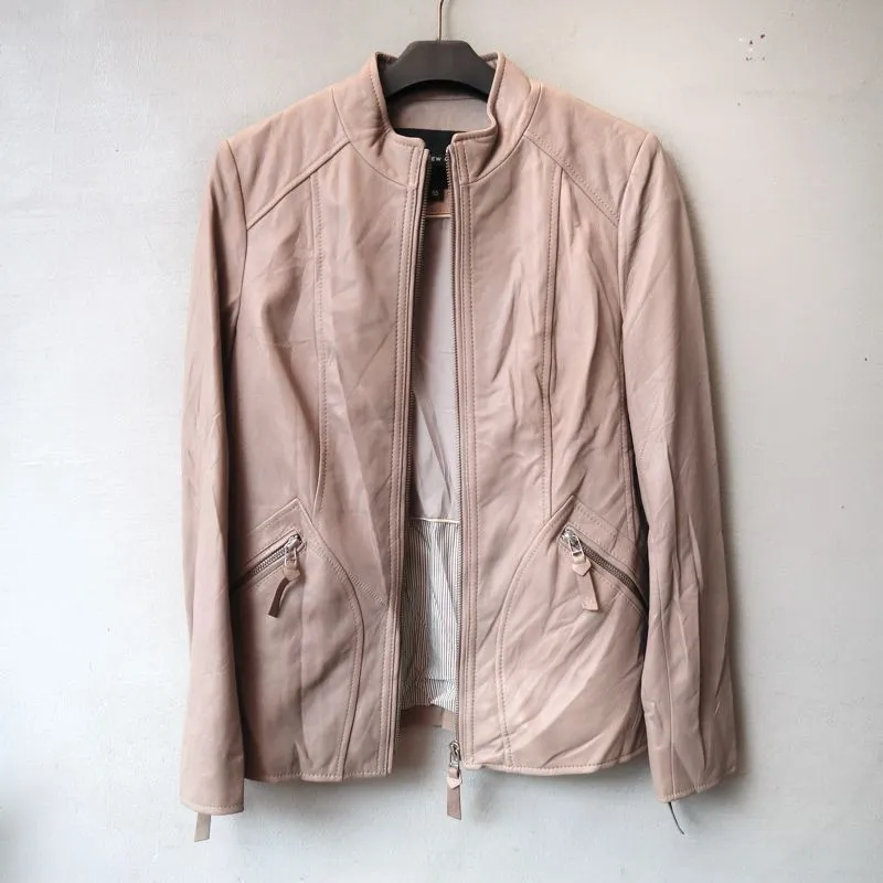 Casual Leather jacket Wanita pink cream photo 1