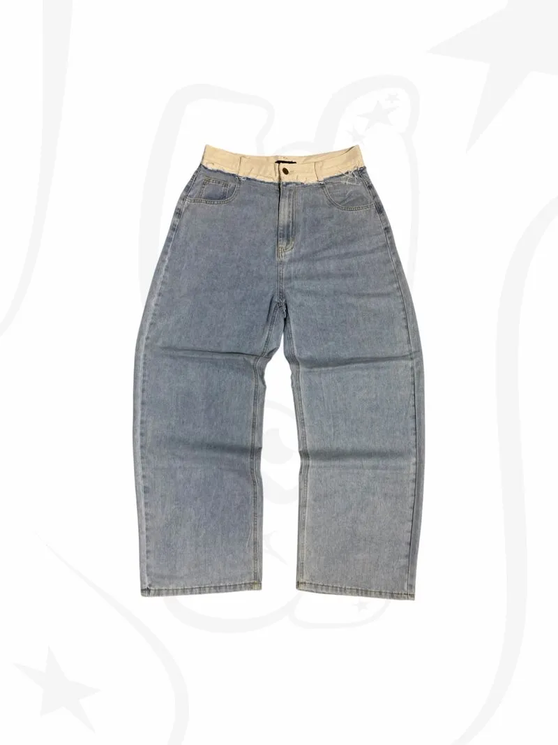 Streetwear Y2K Jeans Pria white blue photo 1