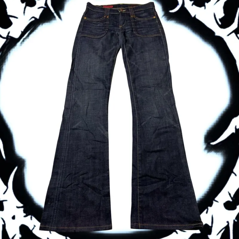 Vintage Y2K Flare pants Wanita black blue photo 1