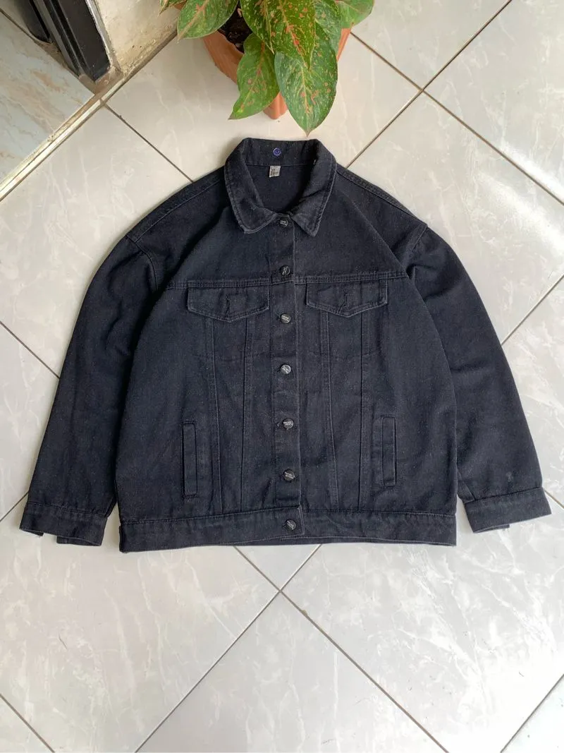 Streetwear Y2K Denim jacket Pria black photo 1