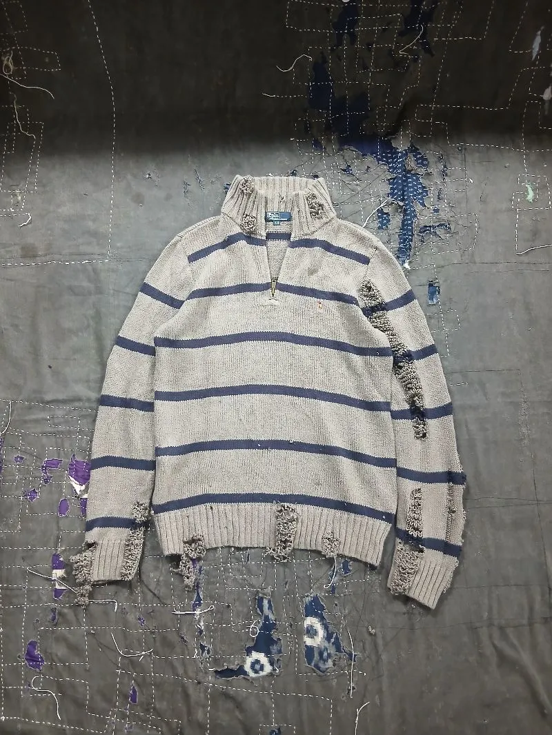 Polo Ralph Lauren Grunge Goth Sweater Pria navy gray photo 1