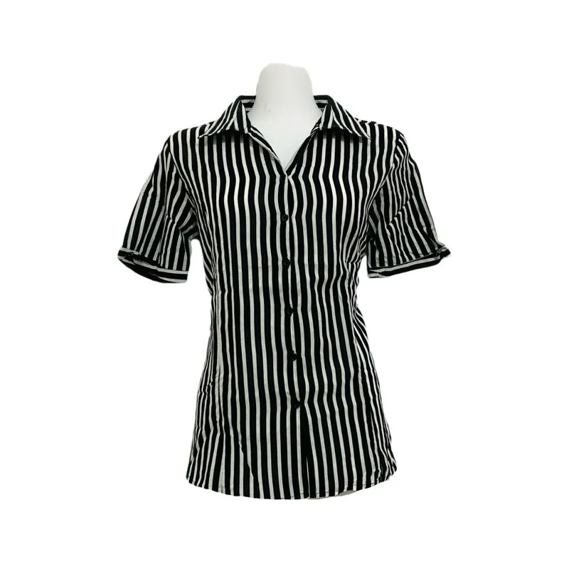 Luxury Casual Shirt Wanita white black photo 1