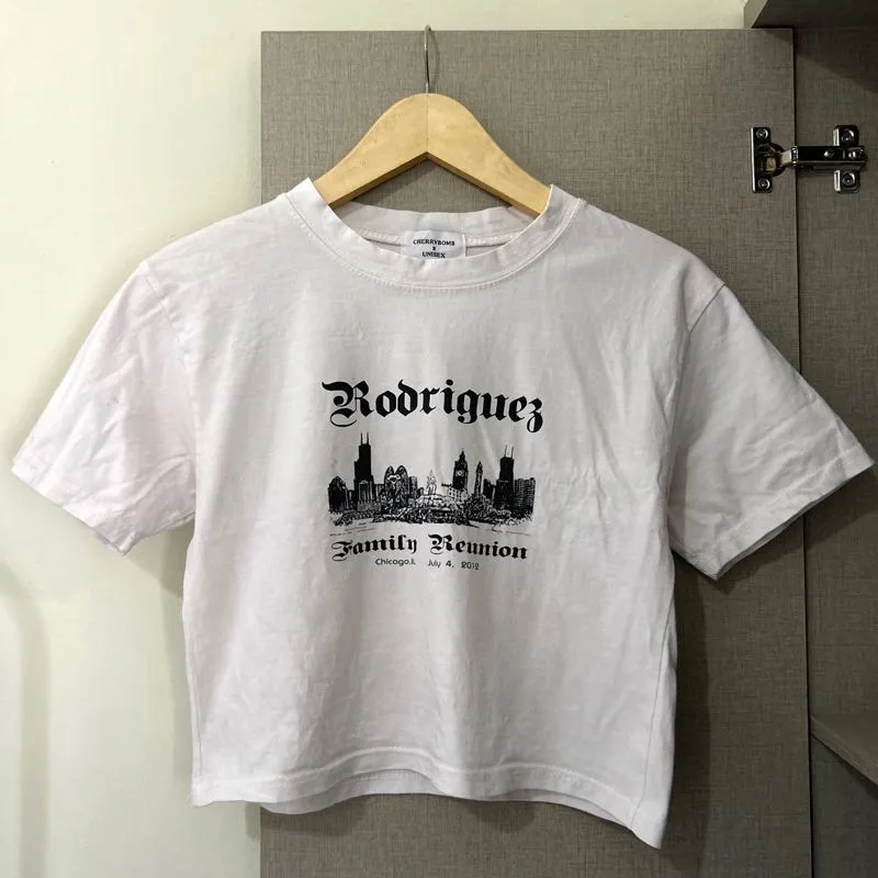 Casual Crop top Wanita white gray photo 1