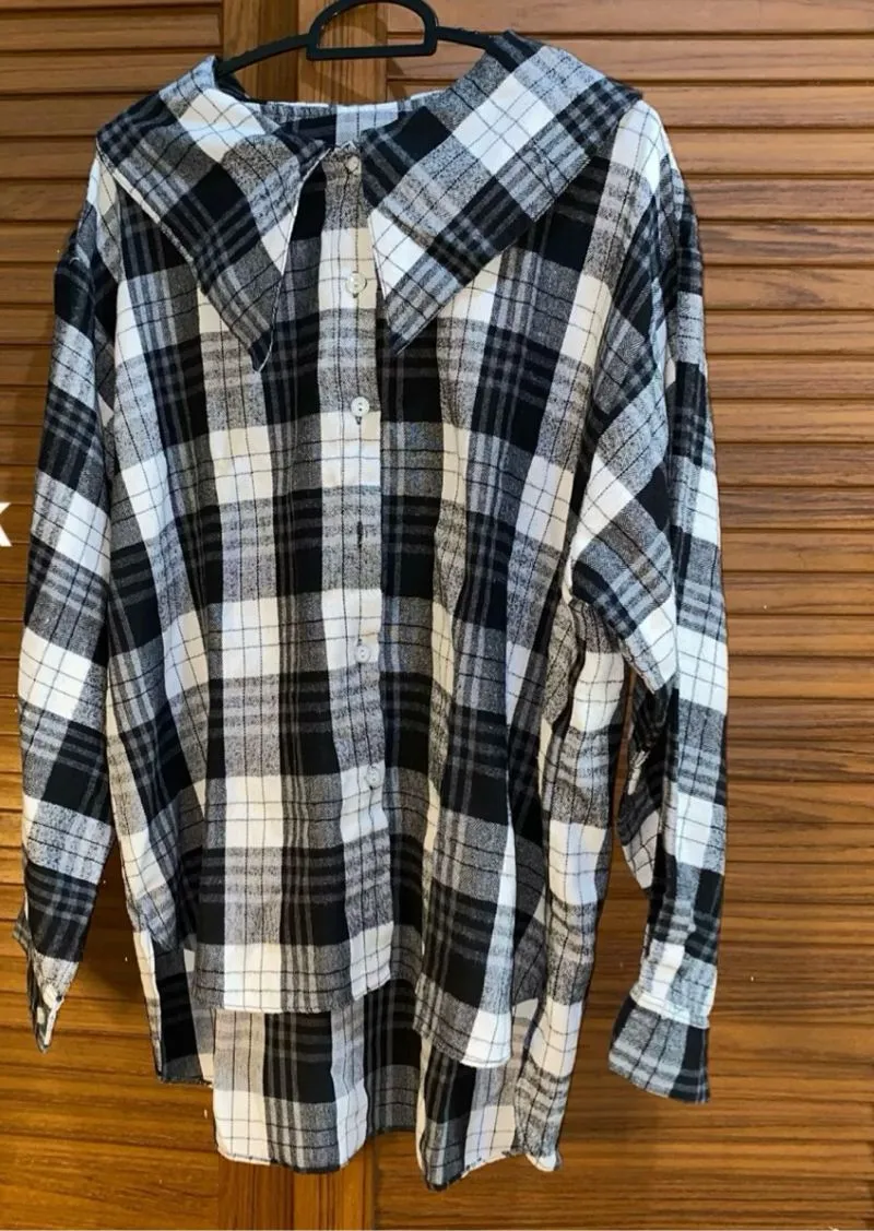 Casual Shirt Wanita white black photo 1