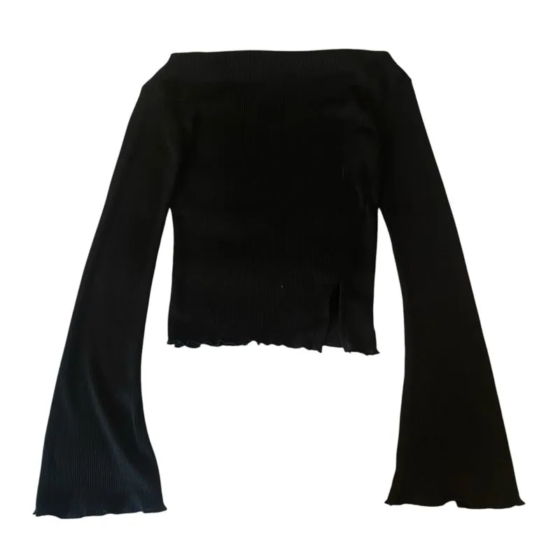 Y2K Casual Blouse Wanita black photo 1
