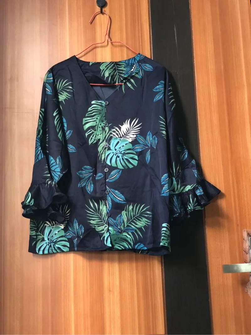 Casual Blouse Wanita green navy photo 1