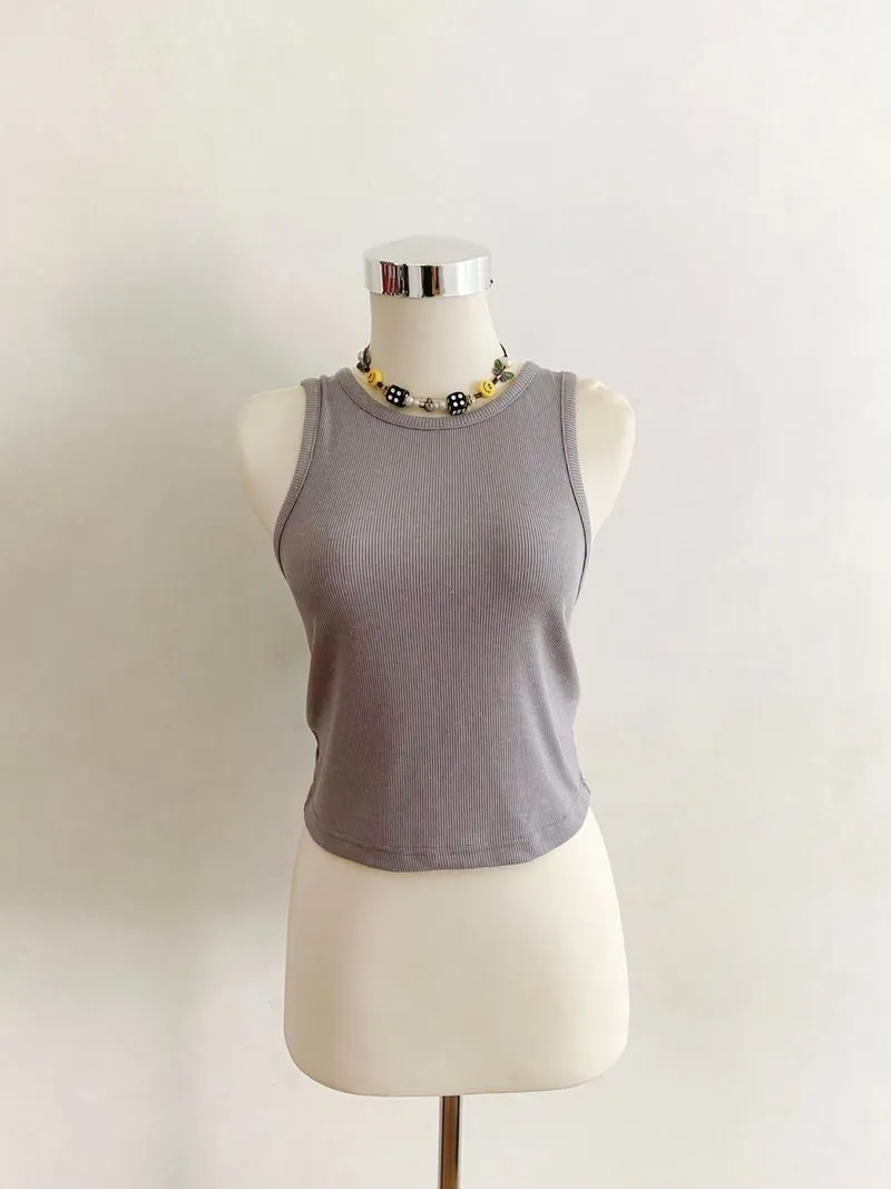 COLORBOX Minimalist Casual Crop top Wanita gray photo 1
