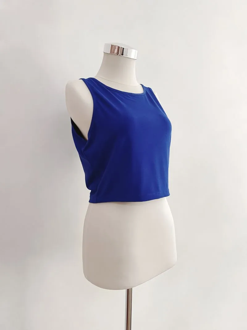Minimalist Casual Crop top Wanita blue photo 1