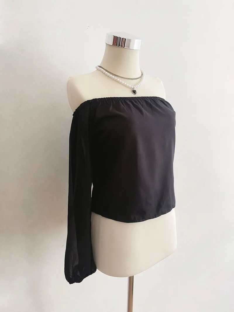 Goth Casual Crop top Wanita black photo 1