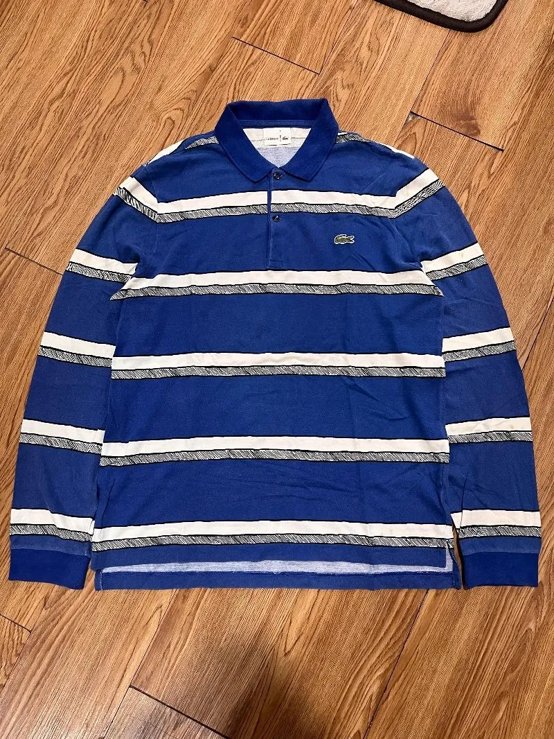 Lacoste Minimalist Casual Polo shirt Pria white blue photo 1