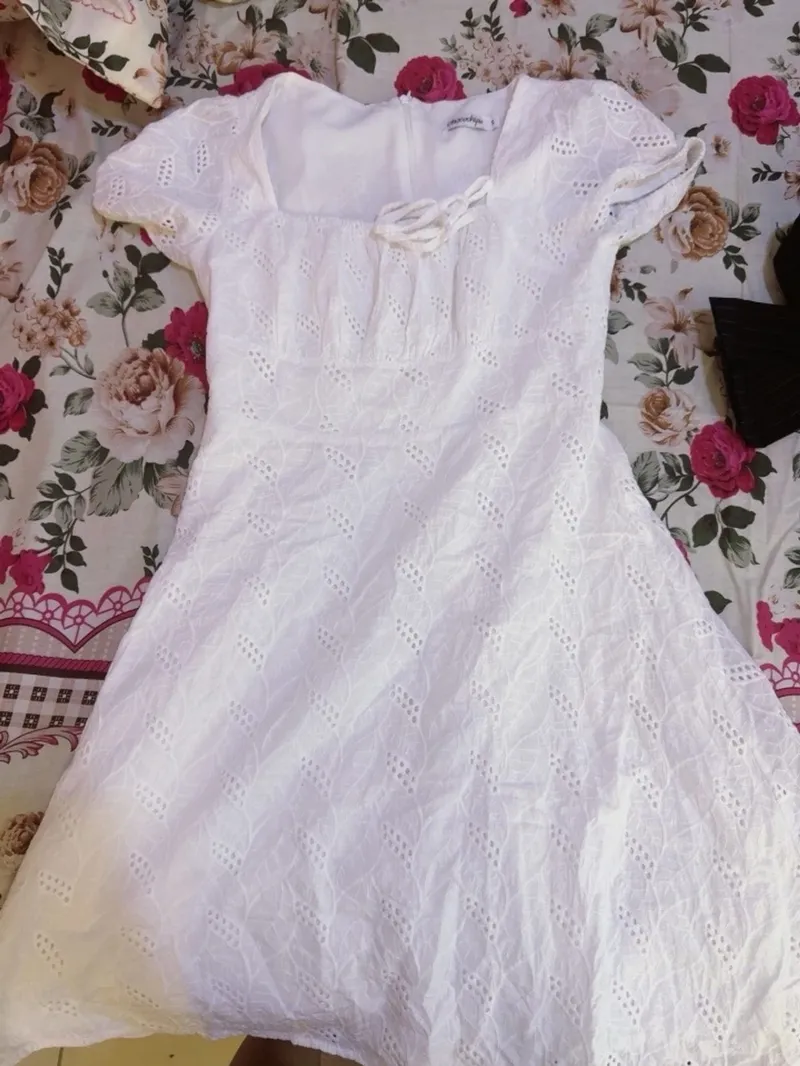 Minimalist Summer dress Wanita white photo 1