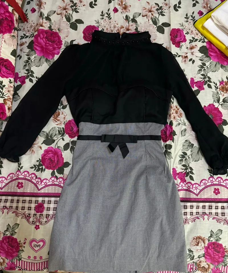 Casual Bodycon dress Wanita black gray photo 1