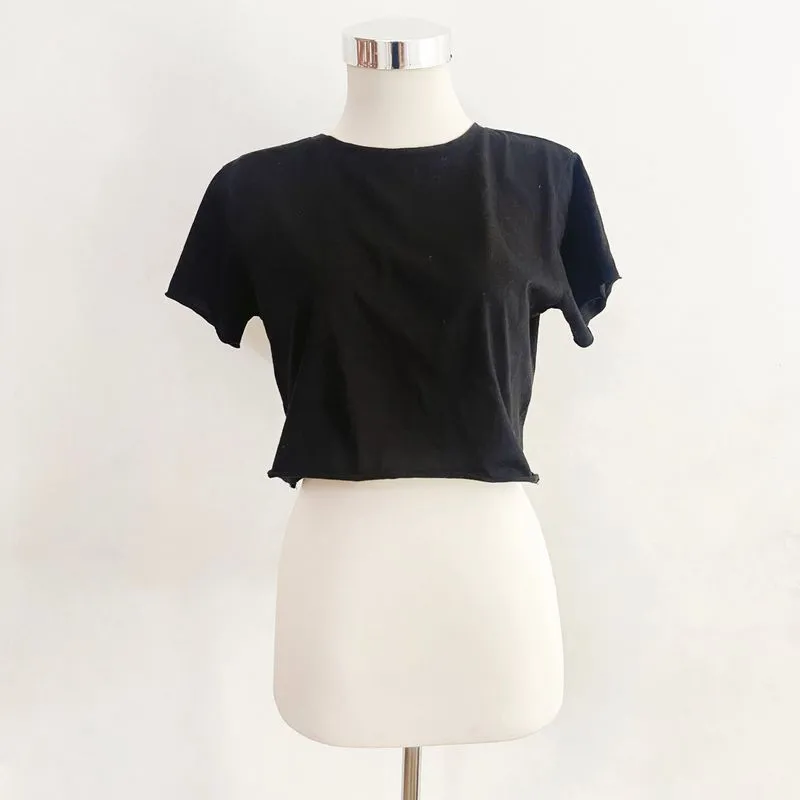 COLORBOX Emo Minimalist Crop top Wanita black photo 1