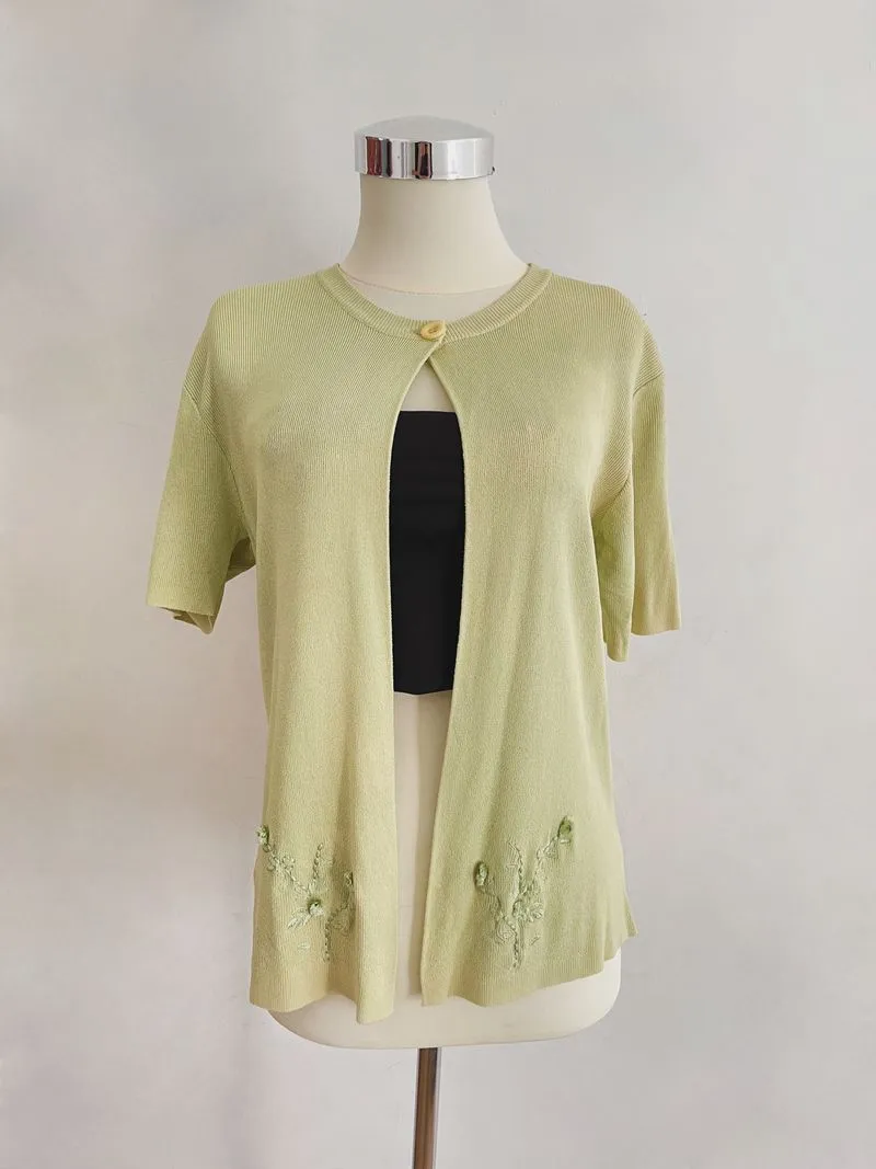 Minimalist Casual Cardigan Wanita green photo 1