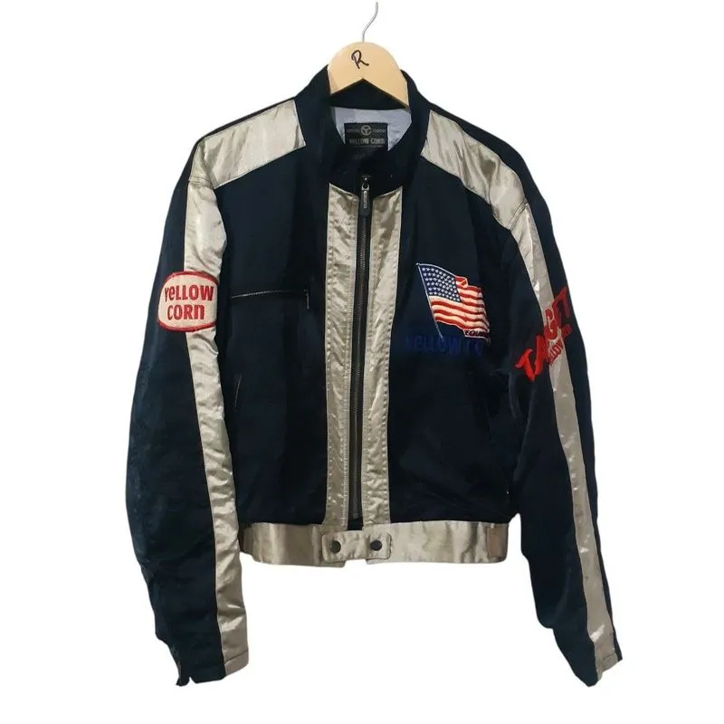 Biker Bomber jacket Pria gold black photo 1