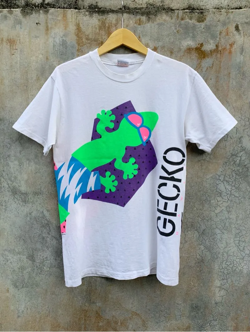 Gecko Vintage Streetwear T-shirt Pria white photo 1