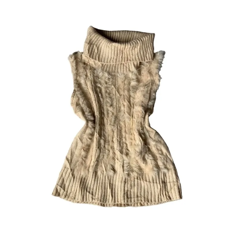 Vintage Y2K Vest Wanita tan cream photo 1