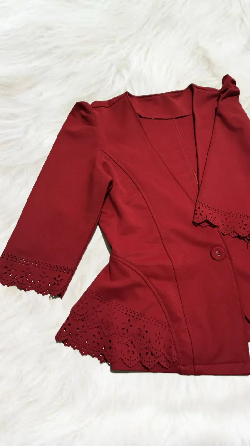 Vintage Casual Blazer Wanita red photo 1