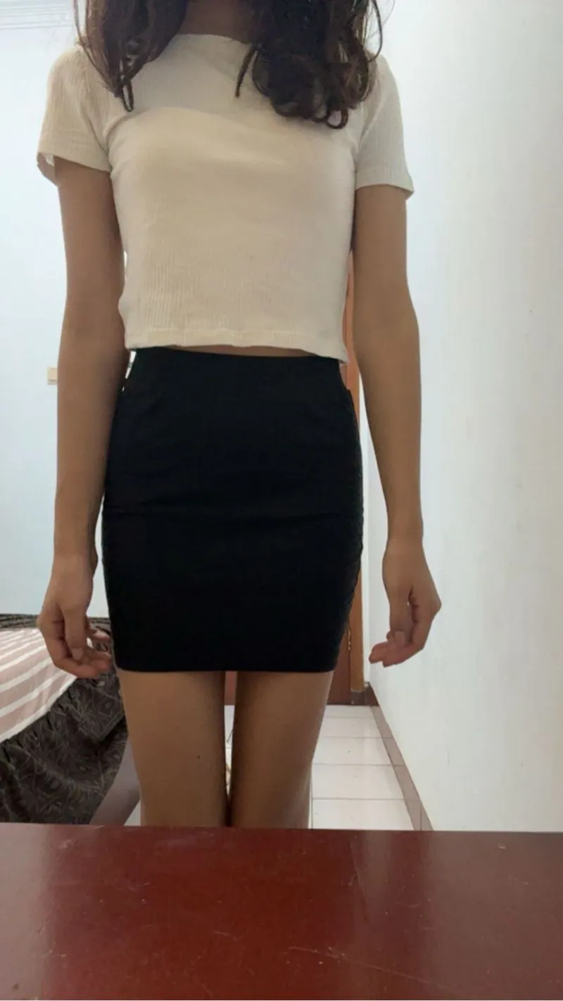 H&M Casual Pencil skirt Wanita black photo 1