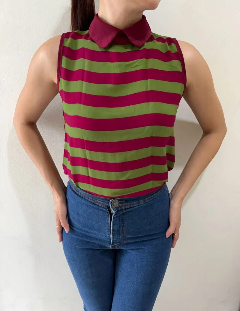 Vintage Casual T-shirt Wanita burgundy green photo 1