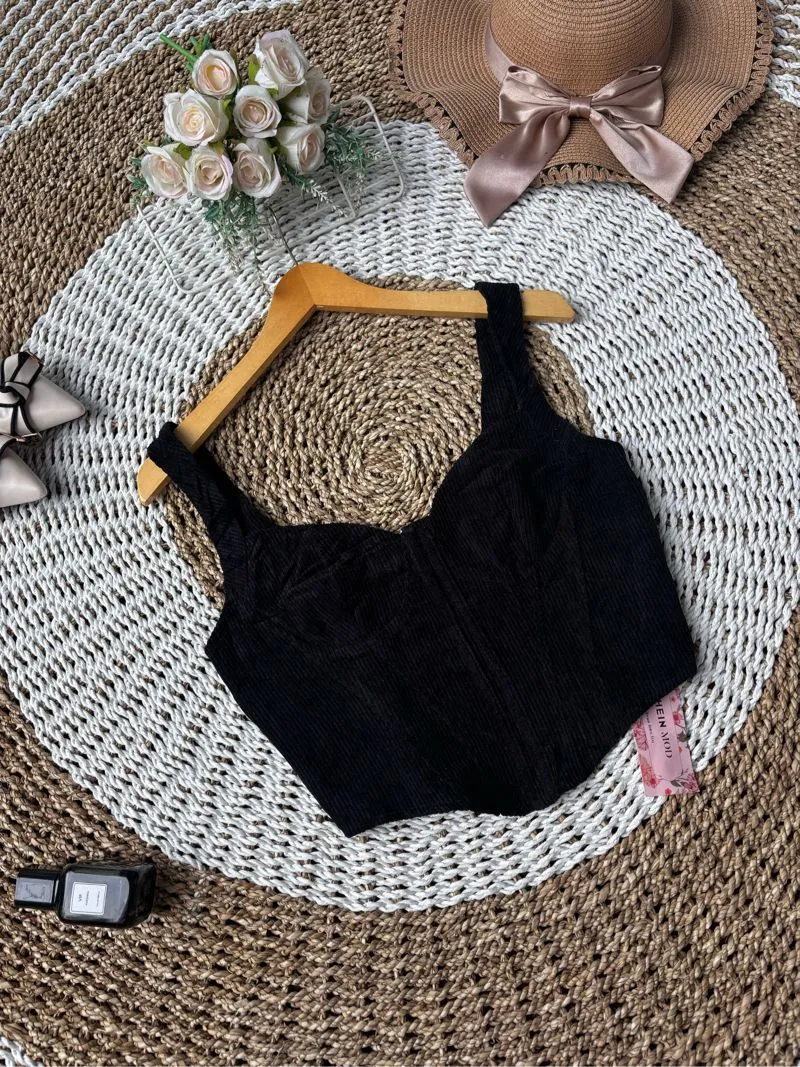 Luxury Coquette Crop top Wanita black photo 1