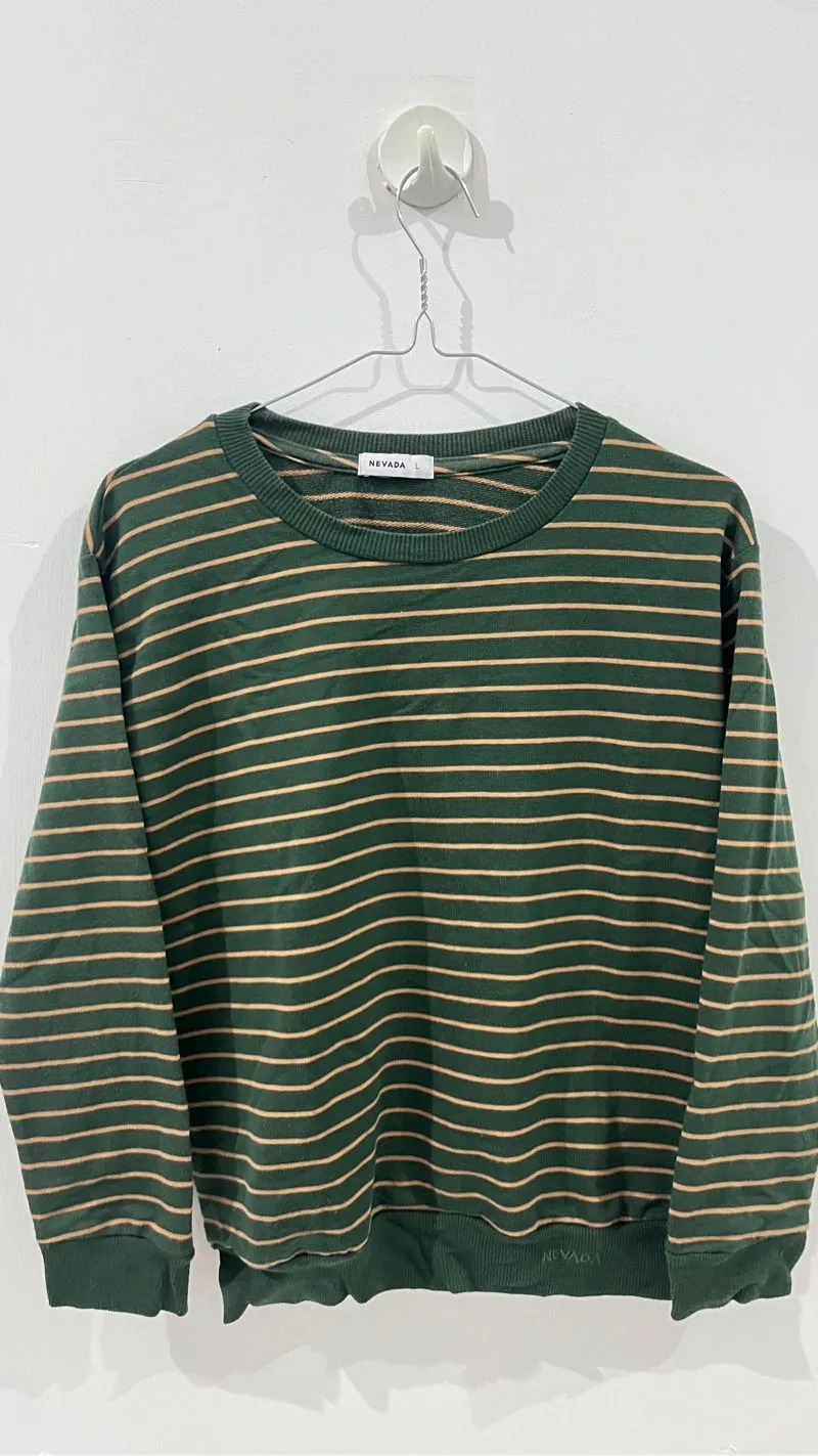 Nevada Minimalist Sweatshirt Wanita green cream photo 1