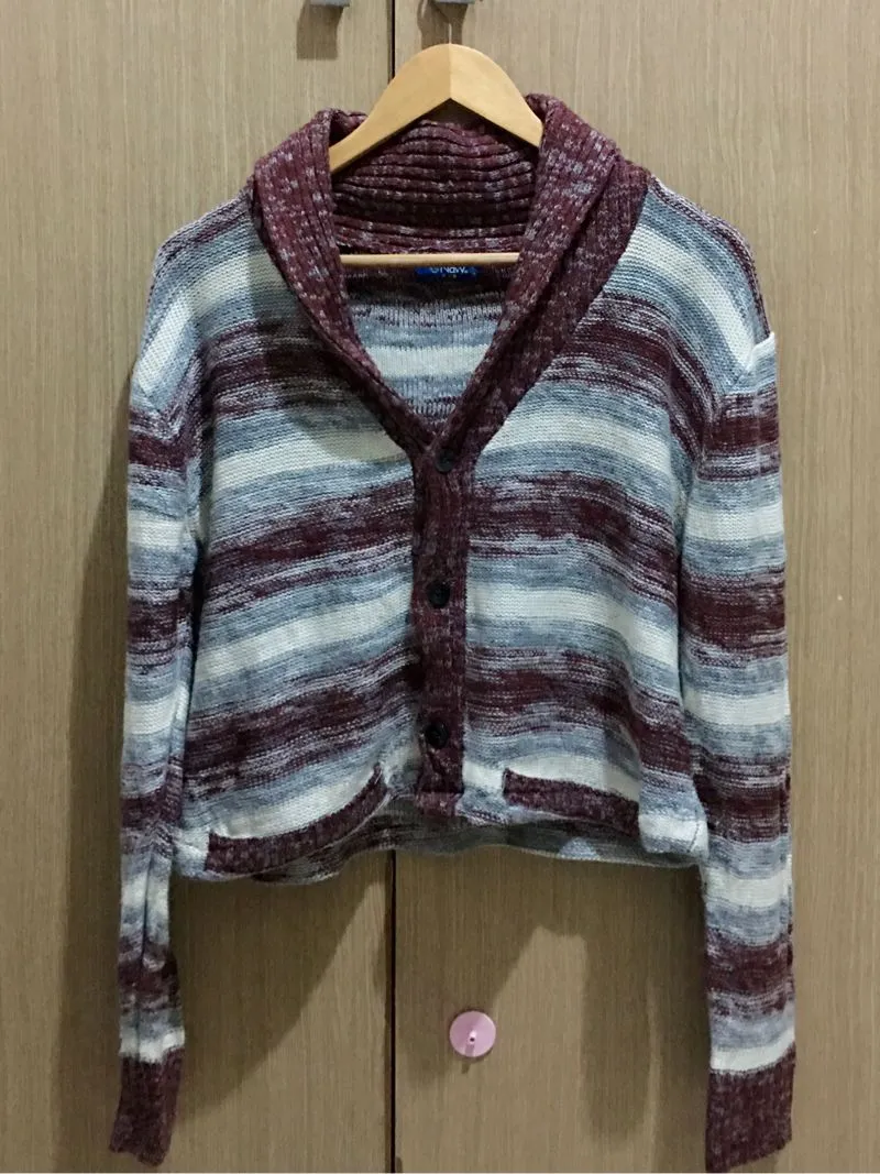 Y2K Casual Cardigan Wanita multicolor burgundy photo 1