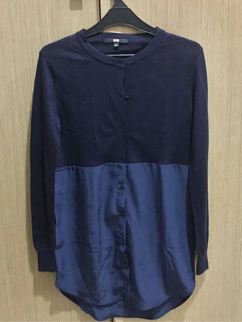Uniqlo Casual Cardigan Wanita navy photo 1