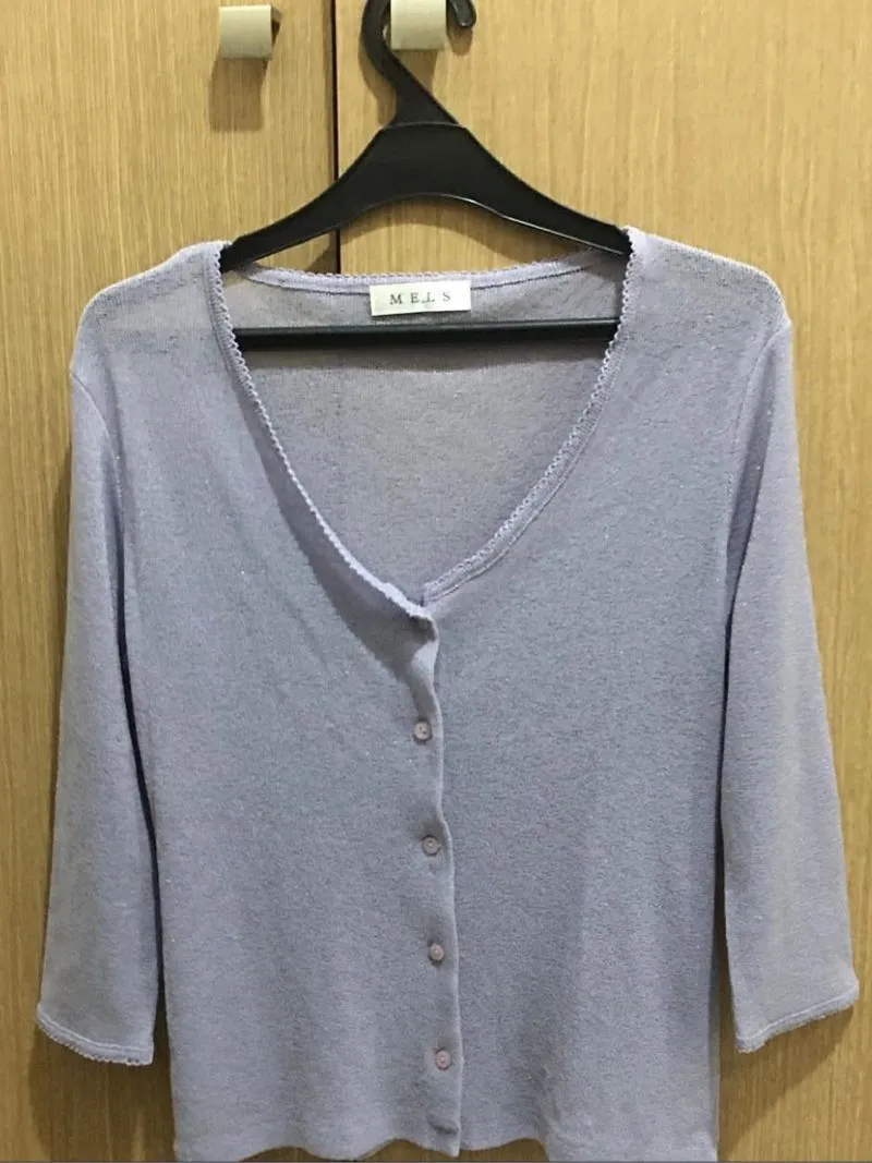 Y2K Casual Cardigan Wanita purple photo 1