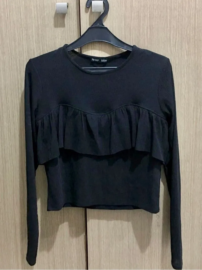 ZARA Luxury Casual Blouse Wanita black photo 1