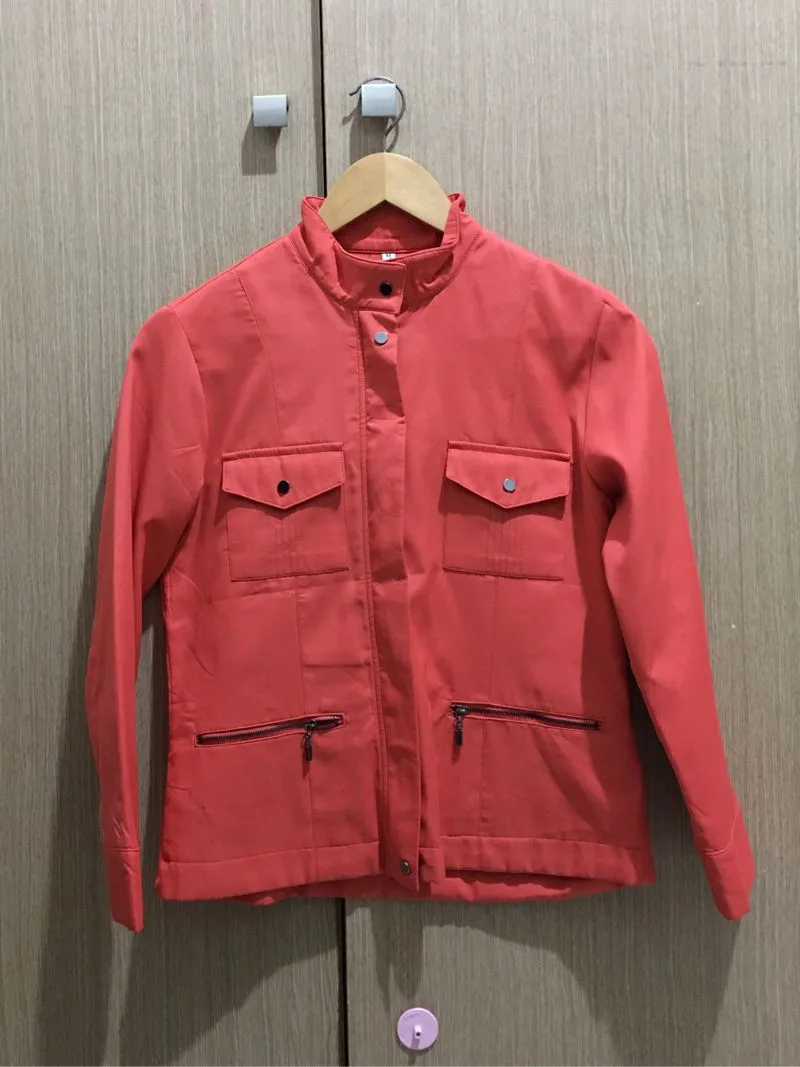 Y2K Grunge Harrington jacket Wanita orange photo 1