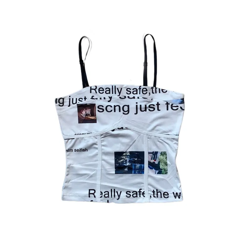 Y2K Casual Cami top Wanita white photo 1