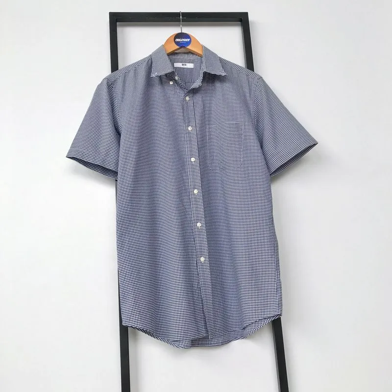 Uniqlo Casual Formal shirt Pria white navy photo 1