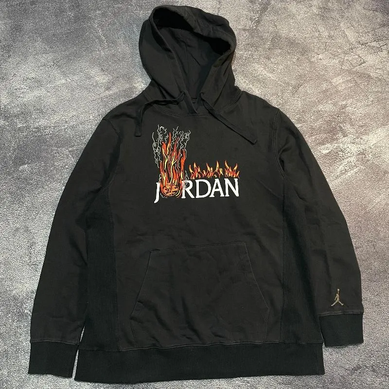 Nike Air Jordan Streetwear Y2K Hoody Pria black orange photo 1