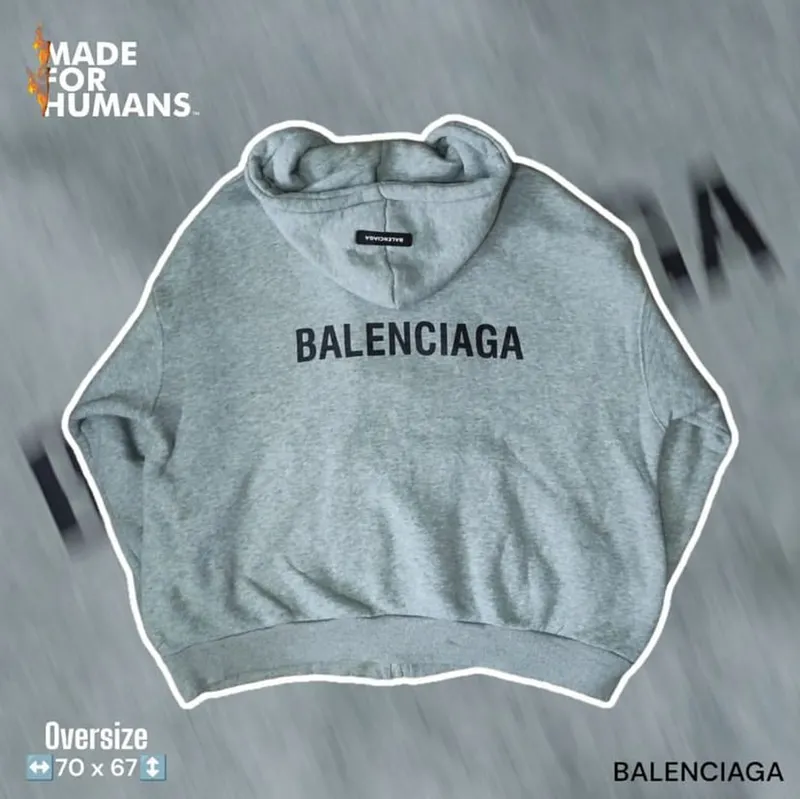 Balenciaga Streetwear Hoody Pria gray photo 1