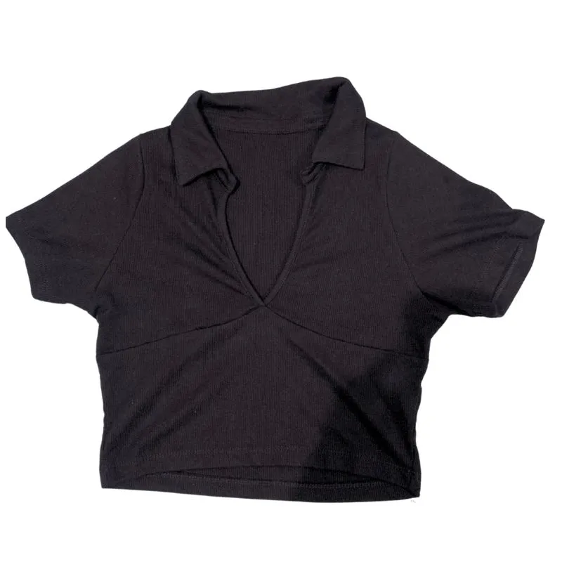 Streetwear Casual Crop top Wanita black photo 1