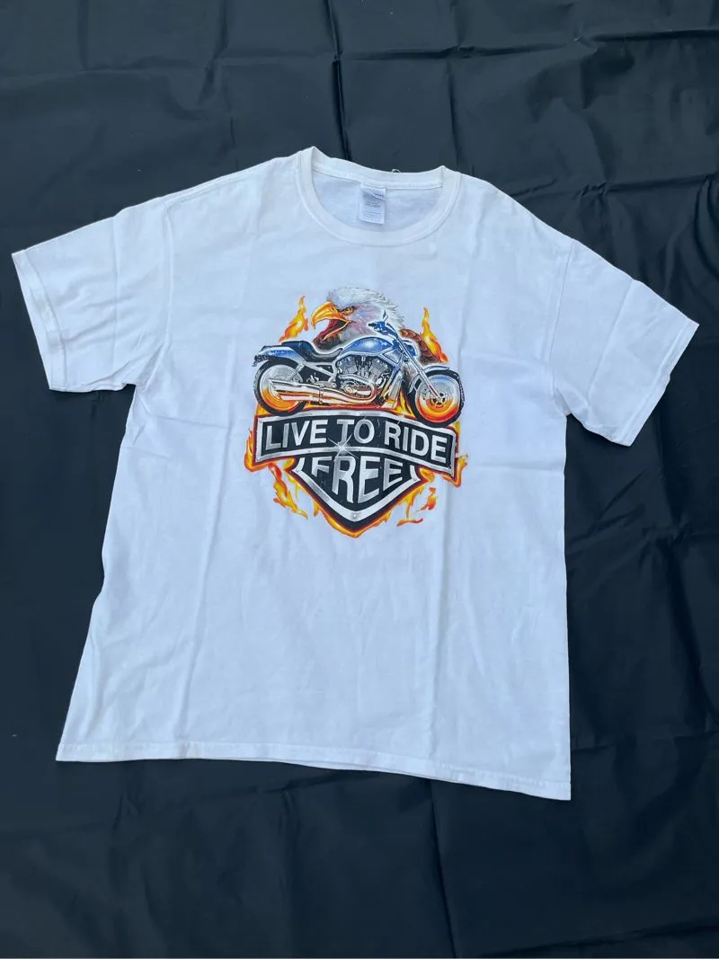 Gildan Biker Casual T-shirt Pria white photo 1