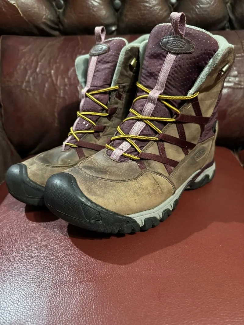Vintage Biker Boots Pria burgundy tan photo 1