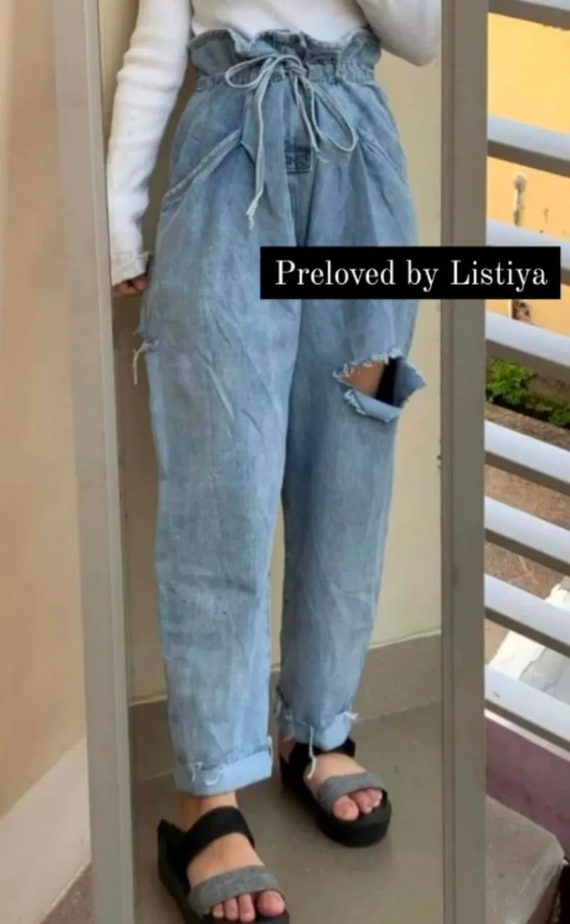 Vintage Boyfriend jeans Wanita blue photo 1
