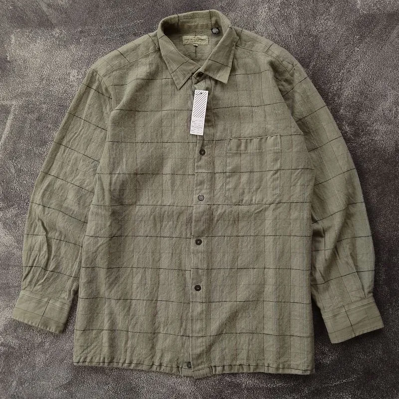 LAINE Vintage Casual shirt Pria khaki photo 1